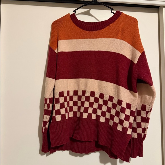 Colorblock Checkerboard Sweater - Picture 1 of 5